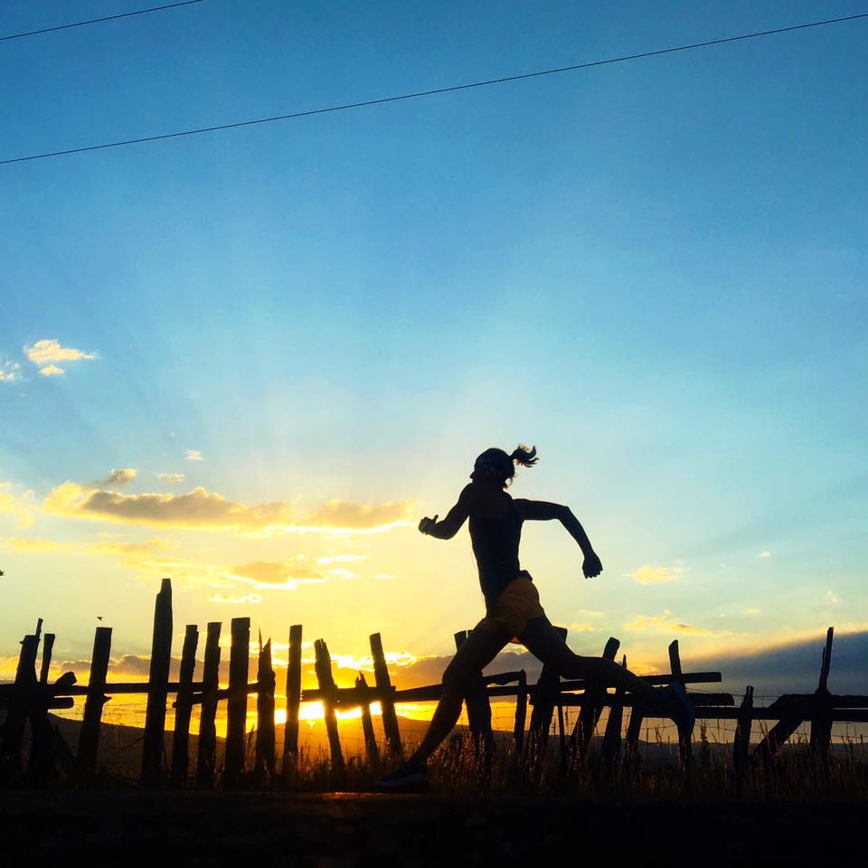running with sunset